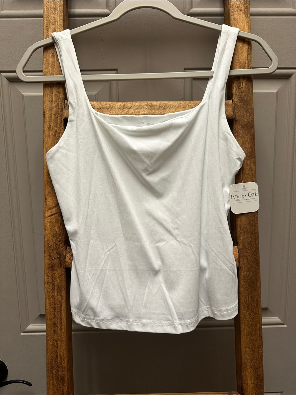 Women's White Square-Neck Tank